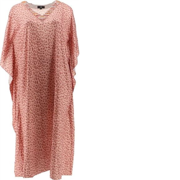 Patricia Altschul Tops Patricia Altschul Leopardprint Beaded Caftan